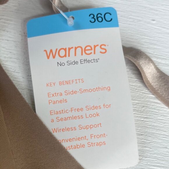 Warners Wireless Bra Size 36c Tan Lightly Lined New Adjustable Smoothing - Picture 8 of 9